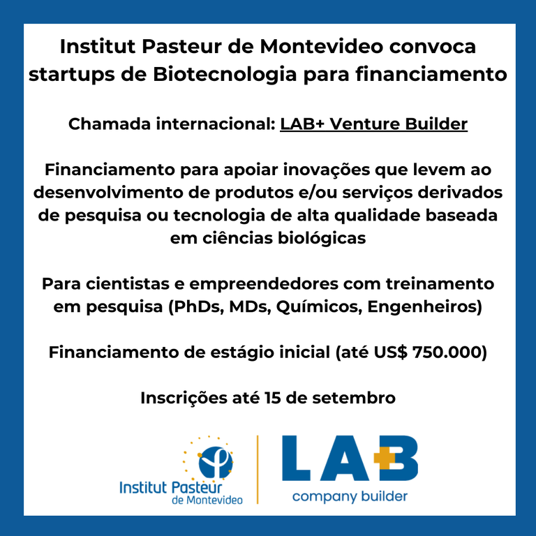 Institut Pasteur de Montevideo convoca startups de Biotecnologia.png
